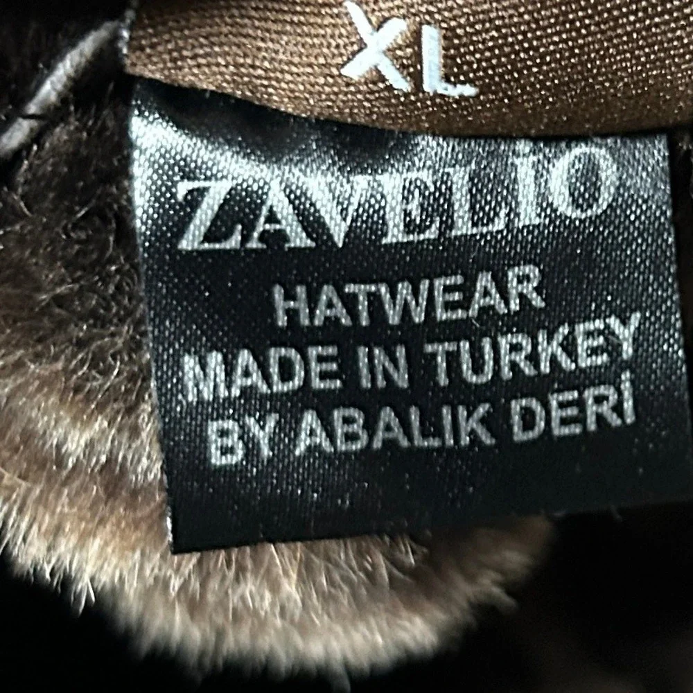 Zavelio Aviator Trapper Hat Mens XL Brown Genuine Leather Faux Fur Pilot Hat